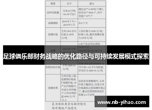足球俱乐部财务战略的优化路径与可持续发展模式探索
