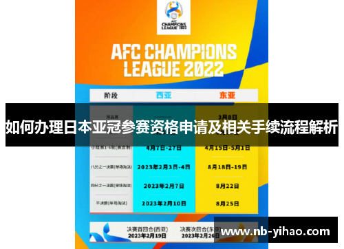 如何办理日本亚冠参赛资格申请及相关手续流程解析